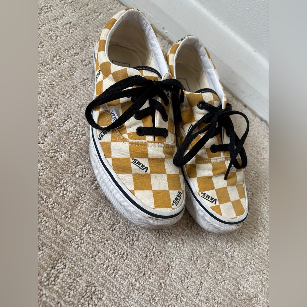 Women’s Vans Checkered Sneakers - Yellow and Black Size 7.5